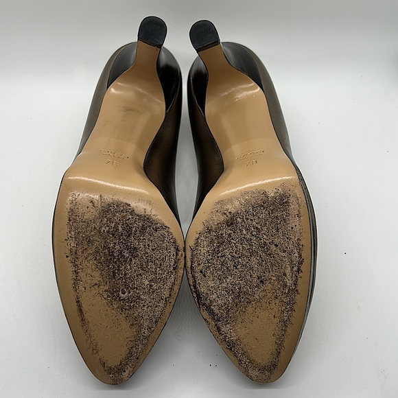 Gucci Authentic Gorgeous Metallic Nappa Silk Block Heel Shoes **Size 7** - Picture 8 of 11